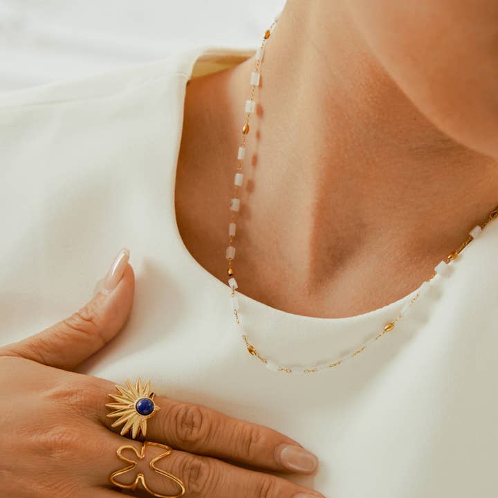 Lovelika - Vente Collier maille et chaîne - Collier à pierres - Serenna