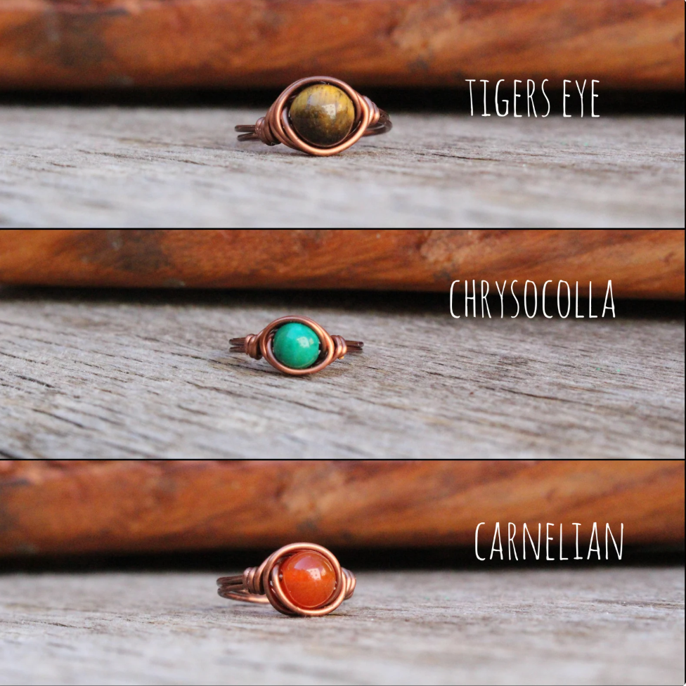 Gratefully Dreaming - Wholesale Cocktail/Statement Ring - Antique Copper Wire Wrapped Gemstone Rings 4