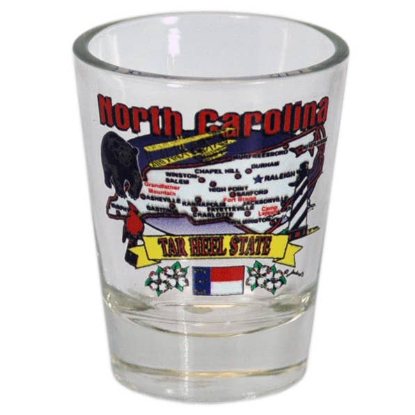 Carte de l'État de Caroline du Nord Shotglass pour la vente par Jenkins Enterprises