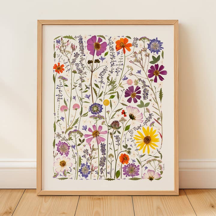 Hope Steinle Pressed Flower Art - Wholesale Art Print - Pressed Flower Collage Fine Art Print - "Serenity Blooms"