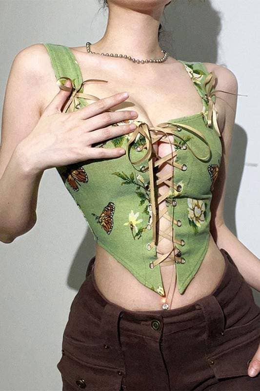 Fashion Combination - Wholesale Blouse - Women's - floral corset tank top0