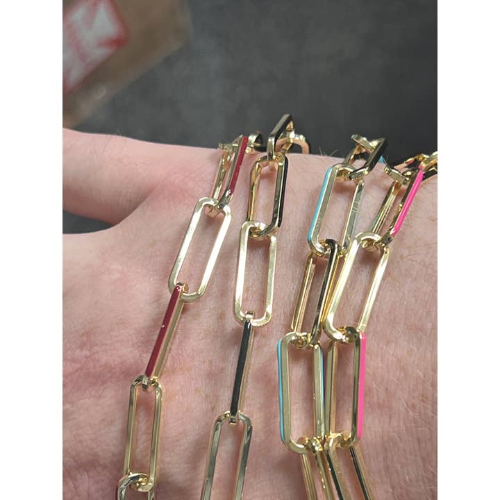 Guldpläterad kirurgisk stål turkos emaljkedja för wholesale av Dlux Jewels