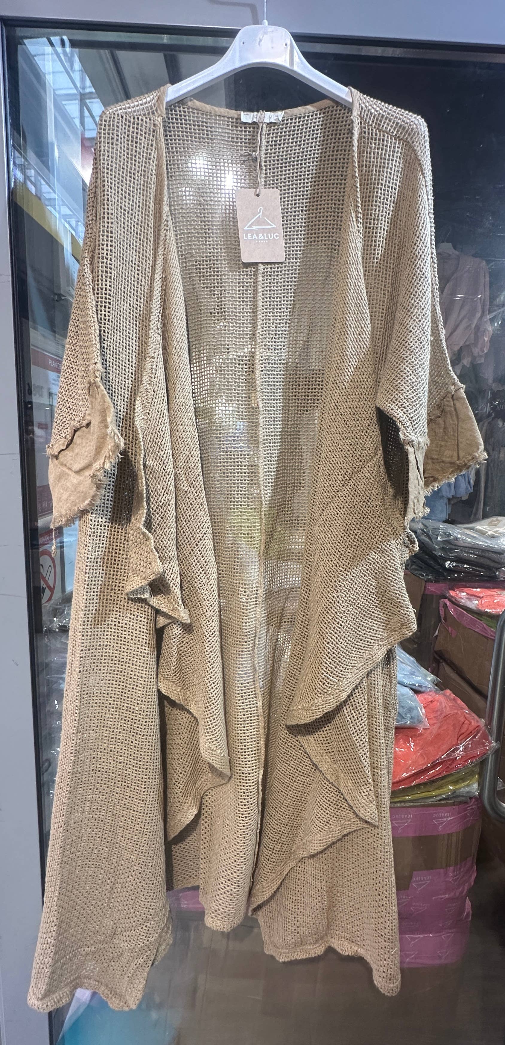 LÉA & LUC - Wholesale Vest - Dames - Opengewerkt vest van 100% katoen met 100% linnen mouwen REF. 6086523