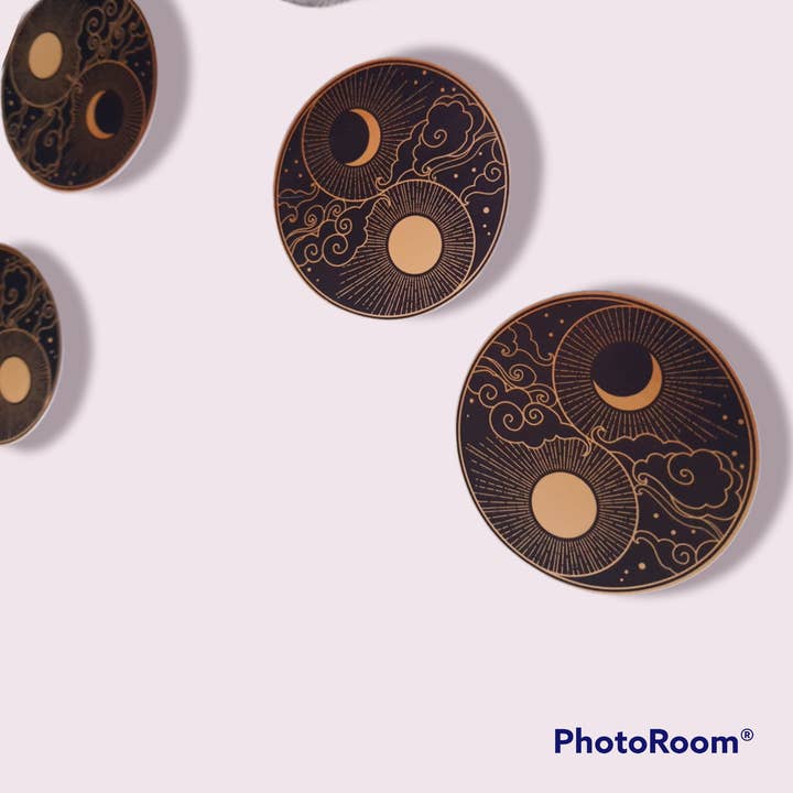 Yin Yang Stickers with Sun and Moon for wholesale by Weeds and Witchery