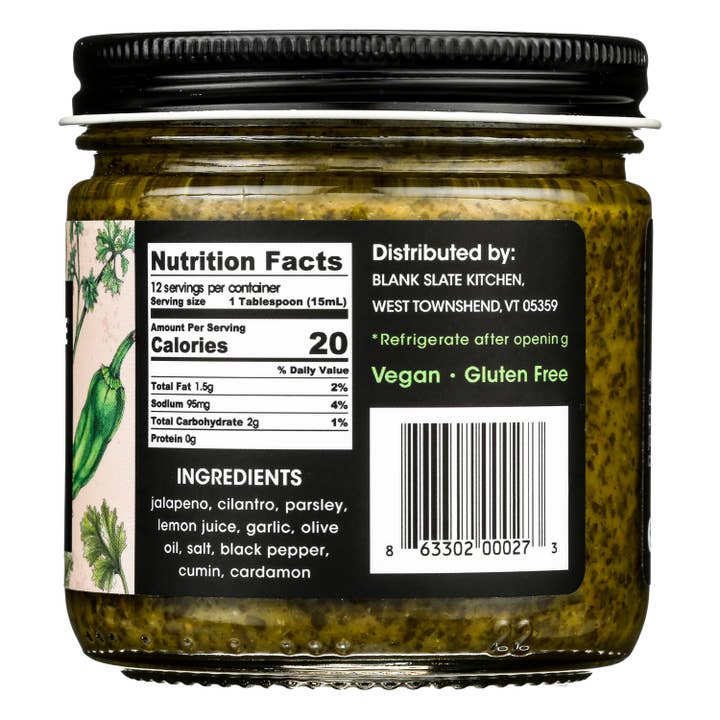 Blank Slate Kitchen - Wholesale Hot Sauce - Zhug - Herby Hot Sauce (Middle Eastern chimichurri)