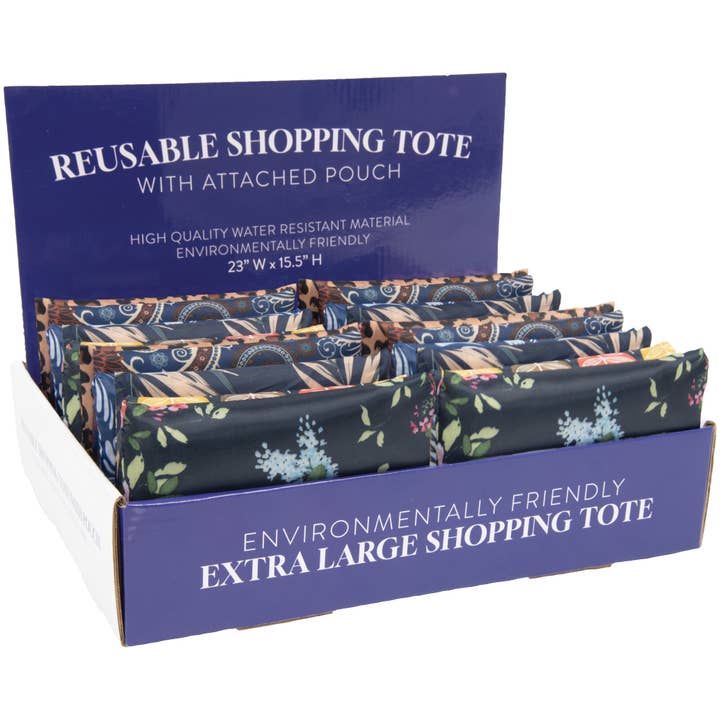 24 piece reusable Shopping Tote with display for wholesale by Gift & Garden by Carson