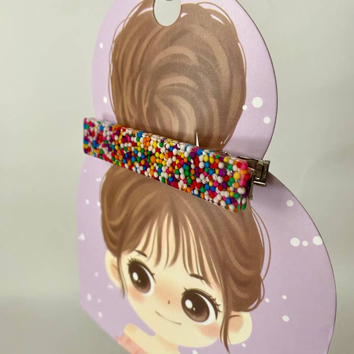 Rainbow Sprinkles rektangel hårklip for engroshandel hos GRL PWR Jewelry