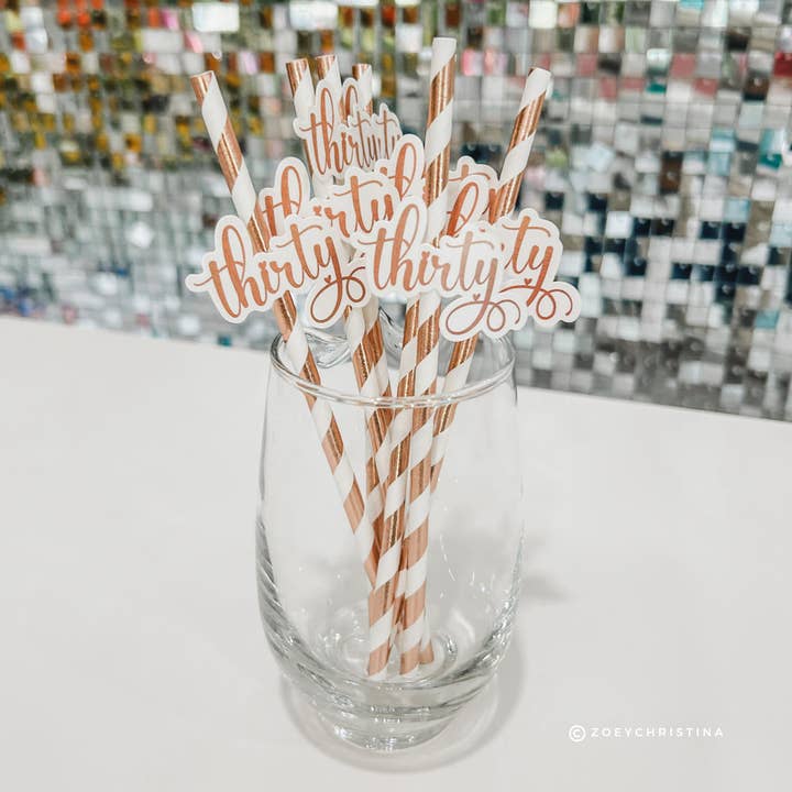 Zoey Christina - Wholesale Party Favor - Thirty Glitter Paper Straws (12-Pack) – 30th Birthday5