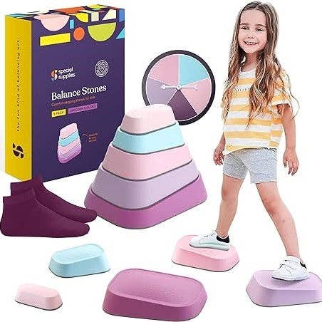Stepping Stones for Kids 5 Set Indoor and Outdoor Balance Blocks Promote Coordination, Balance Strength Child Safe Rubber, Non-Slip Edging for wholesale by Special Supplies