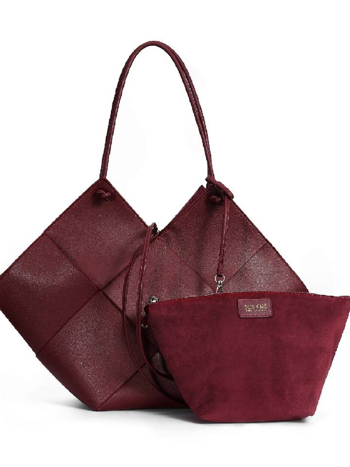Taylor Contexture Leather Bag, Plum (Burgundy) (Pre-Order, ship by 1/15) for wholesale by Bob Ore Blue Collection