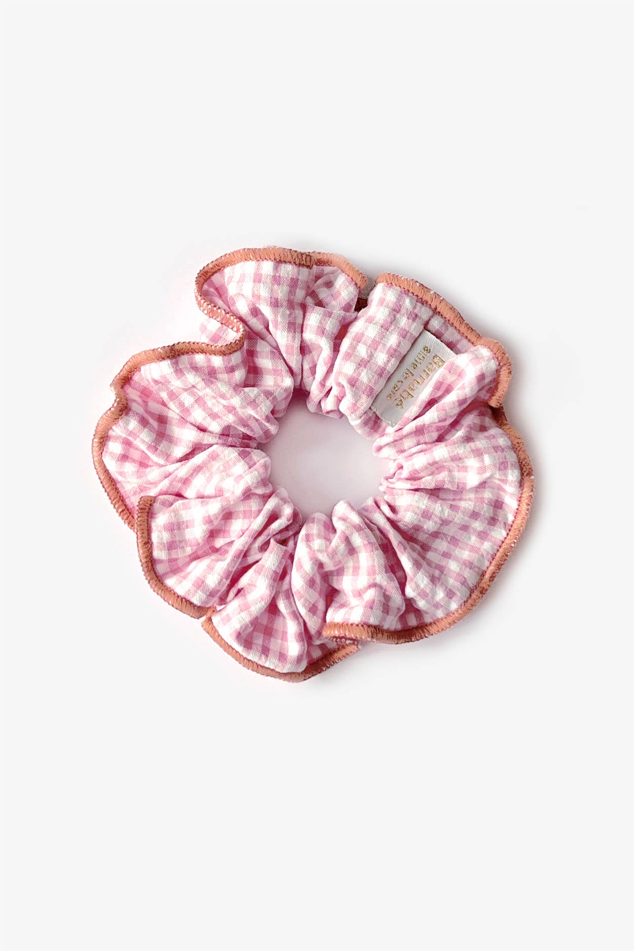 BARNABÉ AIME LE CAFÉ - Wholesale Scrunchie - Women's - Gingham Fabric Hair Scrunchie with Contrasting Overlock3