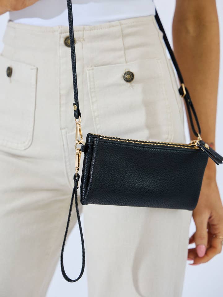 Vegan PU Leather New Haven Crossbody Wallet - Black for wholesale by Nakoa The Label