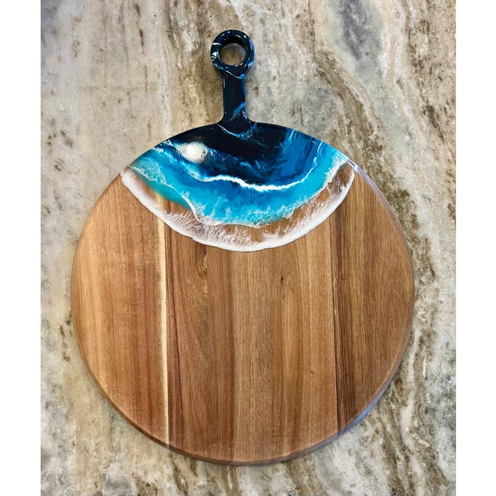 Nikita Fine Art LLC – Tábua de queijos por atacado – Acacia Madeira 15" Redondo com Puxador