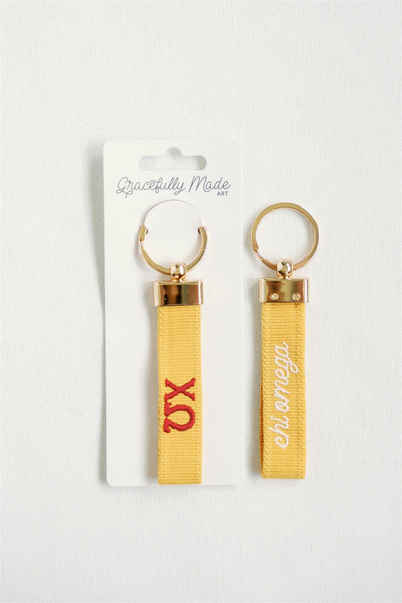 Gracefully Made Art - Wholesale Keychain - Women's - Chi Omega Embroidered Keychain, Sorority1