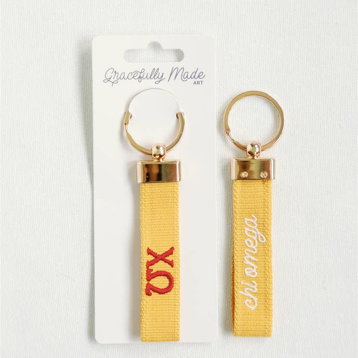 Gracefully Made Art – Großhandel Schlüsselanhänger – Damen – Chi Omega Bestickter Schlüsselanhänger, Schwesternschaft1