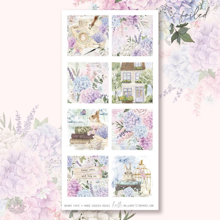 Bunny Cafe - Hobonichi cousin sticker boxes for wholesale by Hello Petite Paper