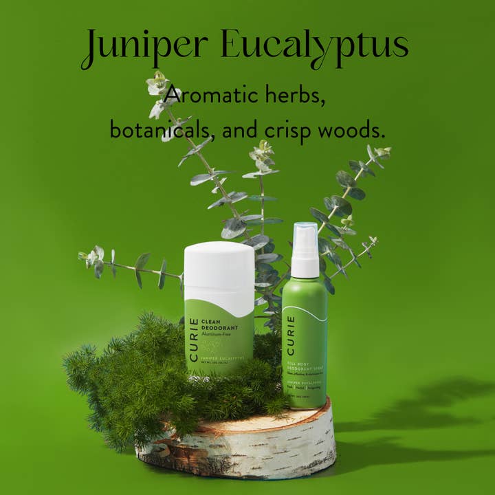 Curie - Wholesale Deodorant - Unisex - Aluminum Free Whole Body Deodorant Spray Juniper Eucalyptus1