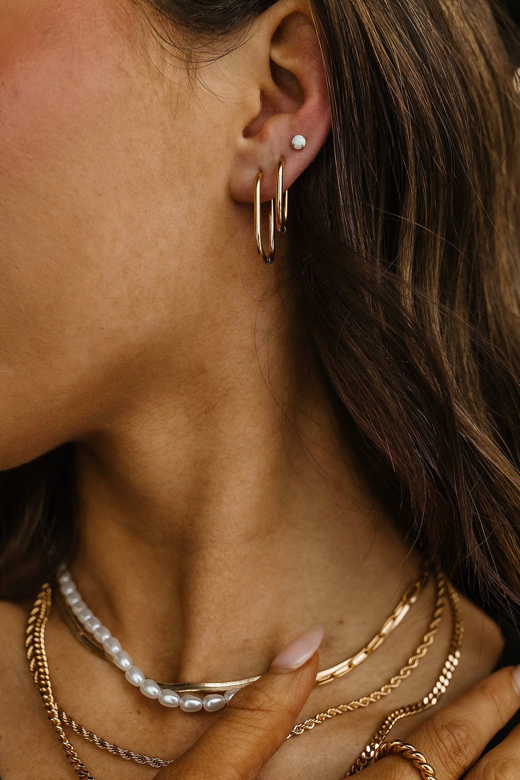 Pierced Co - Wholesale Huggie Earrings - Rectangle Gold Huggies5