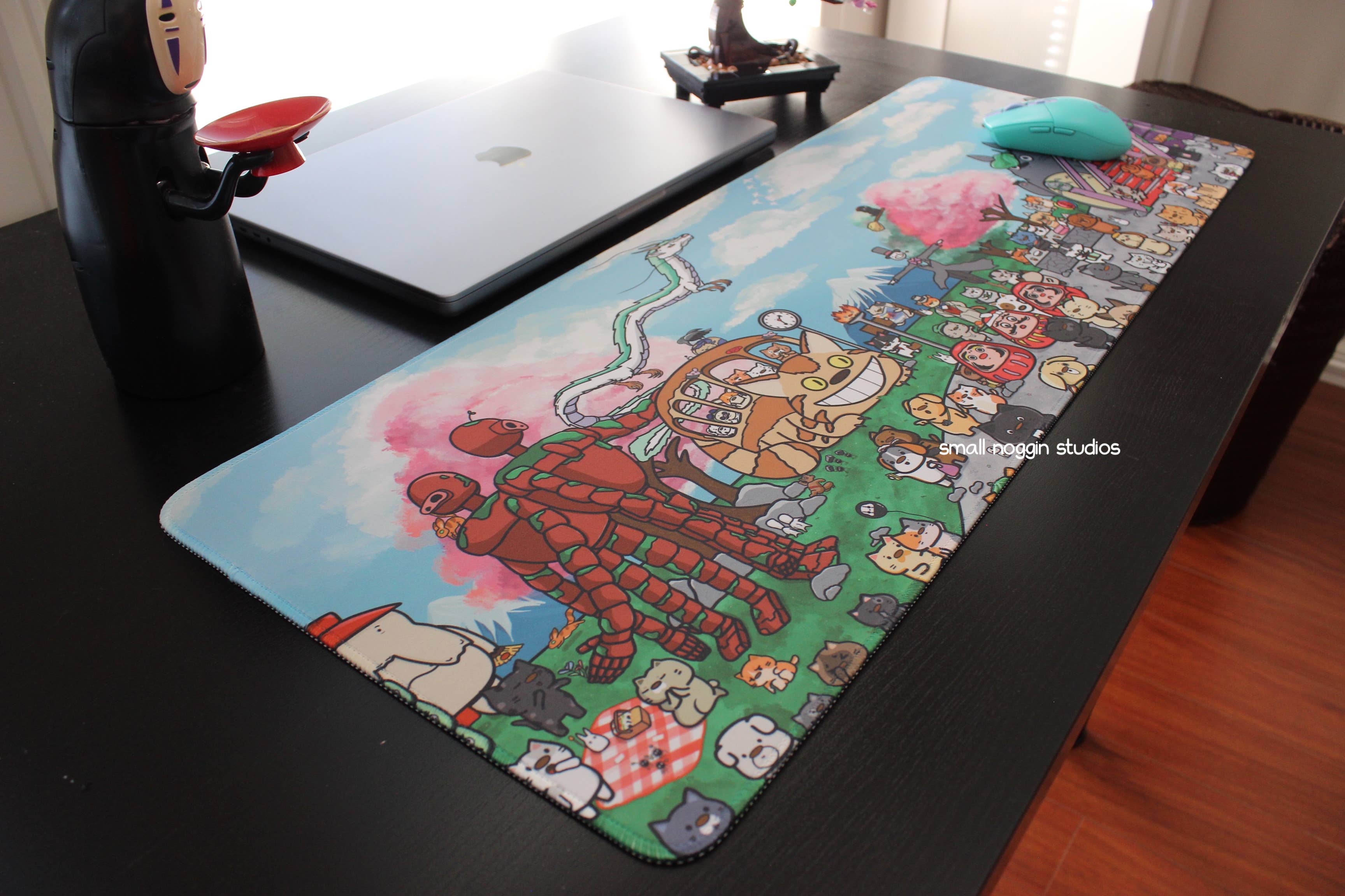 Small Noggin Studios - Wholesale Desk Pad - Studio Ghibli Theme XL Desk Mat; Cat and Dog; Office Decor1
