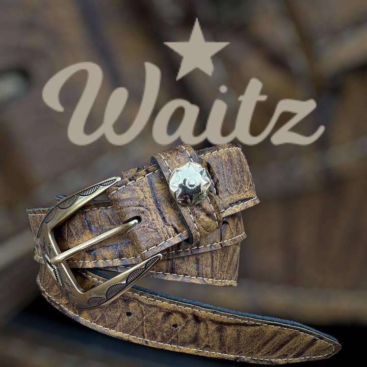 Labelle Camel faux croco fashion belt for wholesale by WAITZ