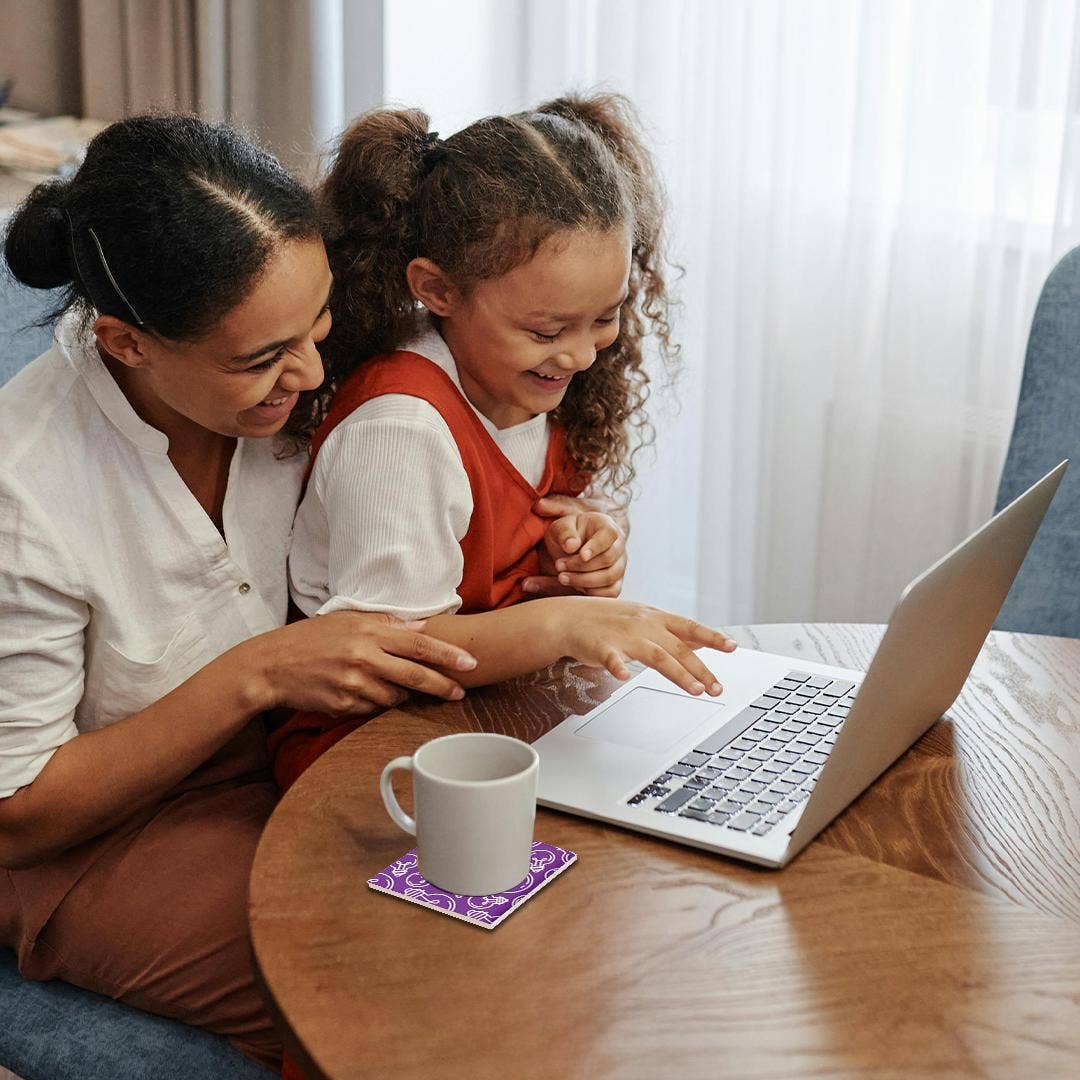 3dRose - Wholesale Coasters - 3dRose, Modern Purple and White Light Bulb Pattern, Coaster1