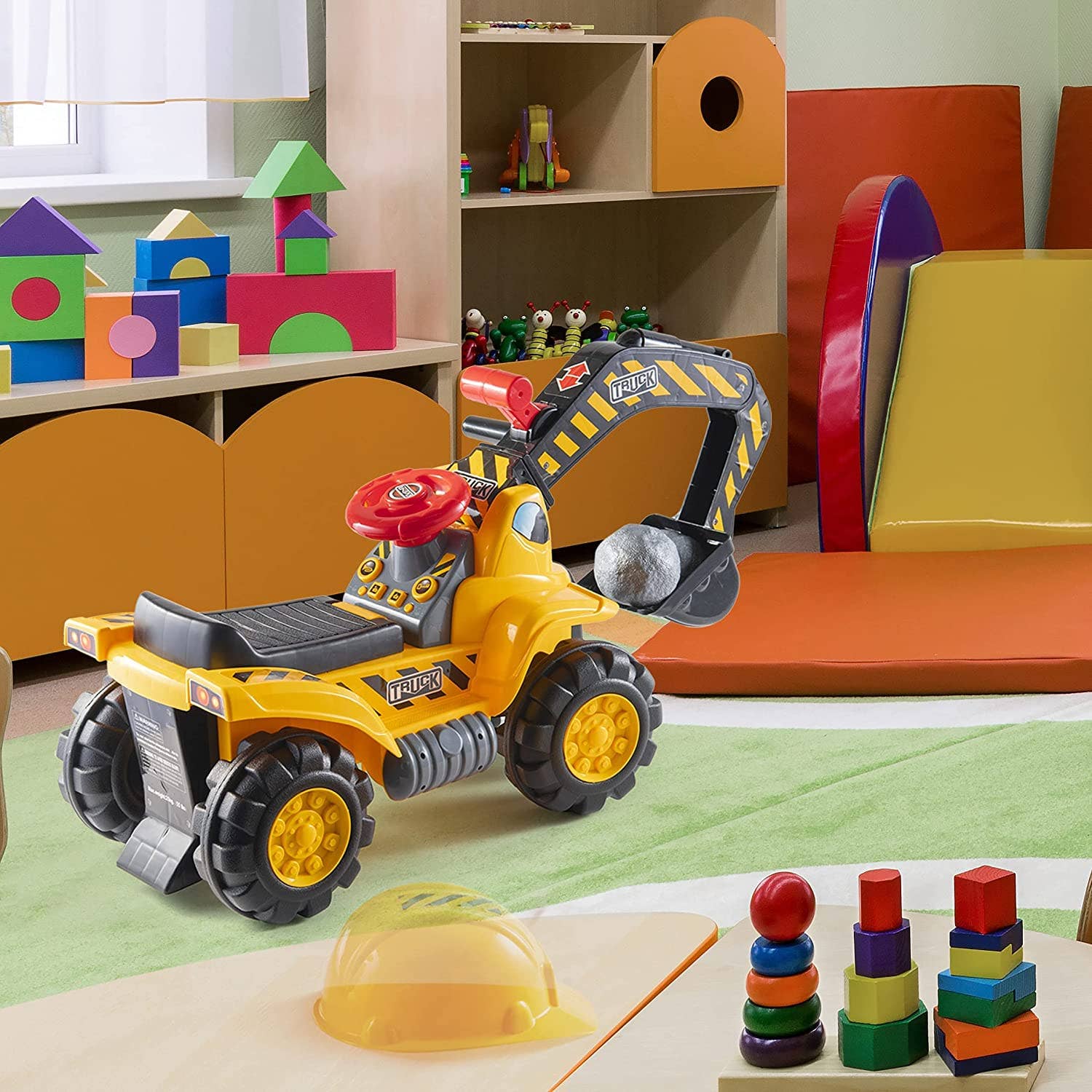 Play22 - Wholesale Toy Car/Truck - Kids - Play22 Ride-On Toy Tractor Excavator for Kids with Helmet8