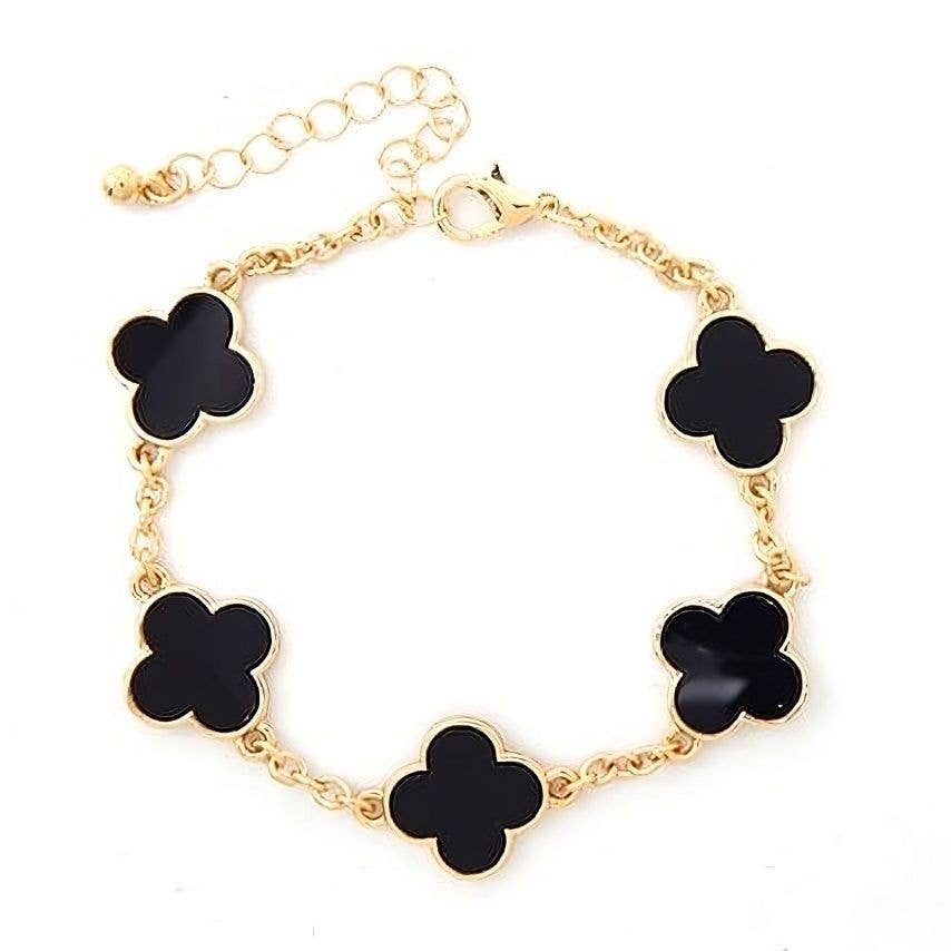 Diacly - Wholesale Charm/Dangle Bracelet - Acetate Marble Effect Clover Chain Station Bracelet5