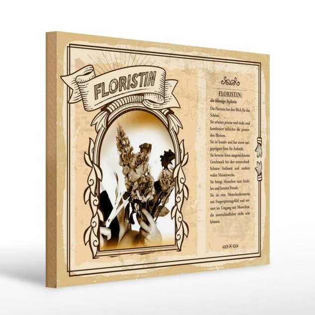 Holzschild Berufe 40x30 cm Floristin blumige Stylistin exakt für den Großhandel von Femer