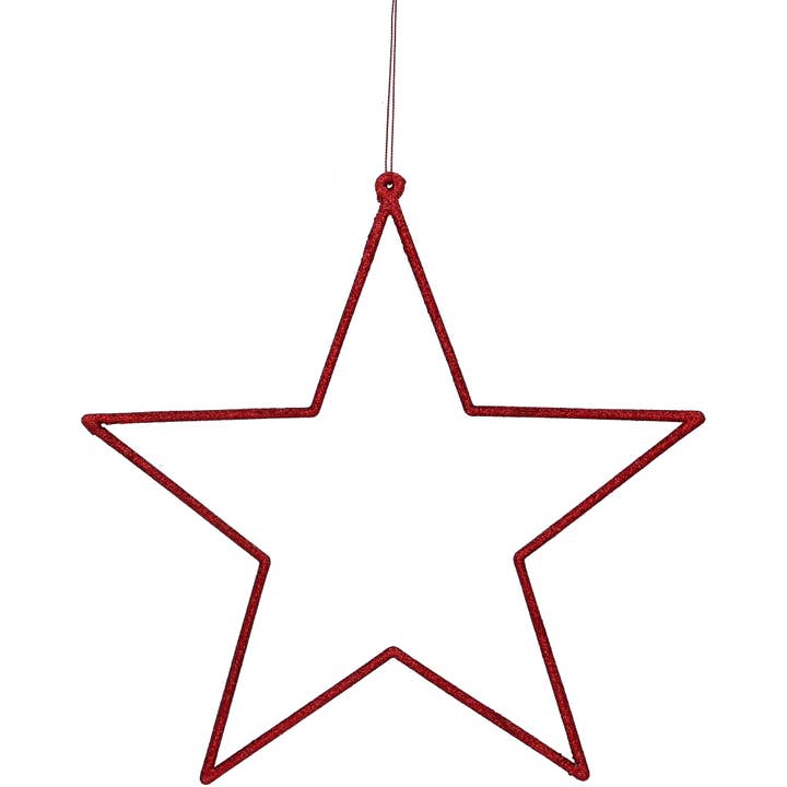 Vosteen - Vendita all'ingrosso Decorazione - Stella in plastica glitterata, da appendere, D32cm, rossa