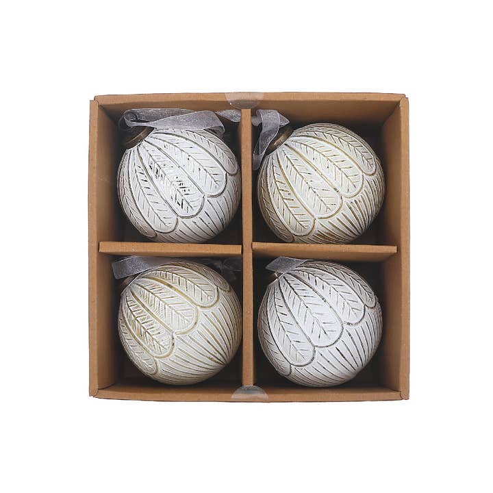 Multi Ornamento decorativo in vetro verniciato bianco da 4" oro + argento in vendita all'ingrosso su Faire