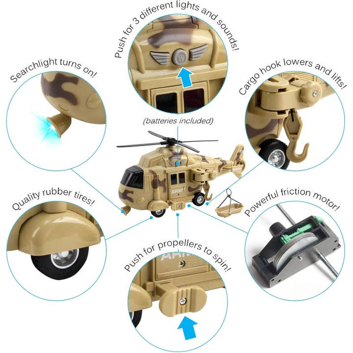 Empire Discount - Wholesale Toy Plane - Kids - US ARMY Friction Powered Rescue Helicopter w Lights/Sound2