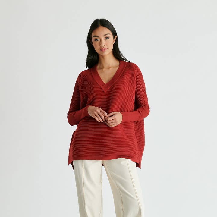 Pull côtelé à col V Paisie pour la vente par Paisie