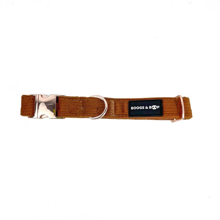Adjustable Corduroy Dog Collar - Rust Orange for wholesale by Boogs & Boop
