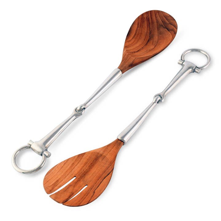 Vagabond House - Wholesale Serving Utensil - Bit Wood Salad Server Set