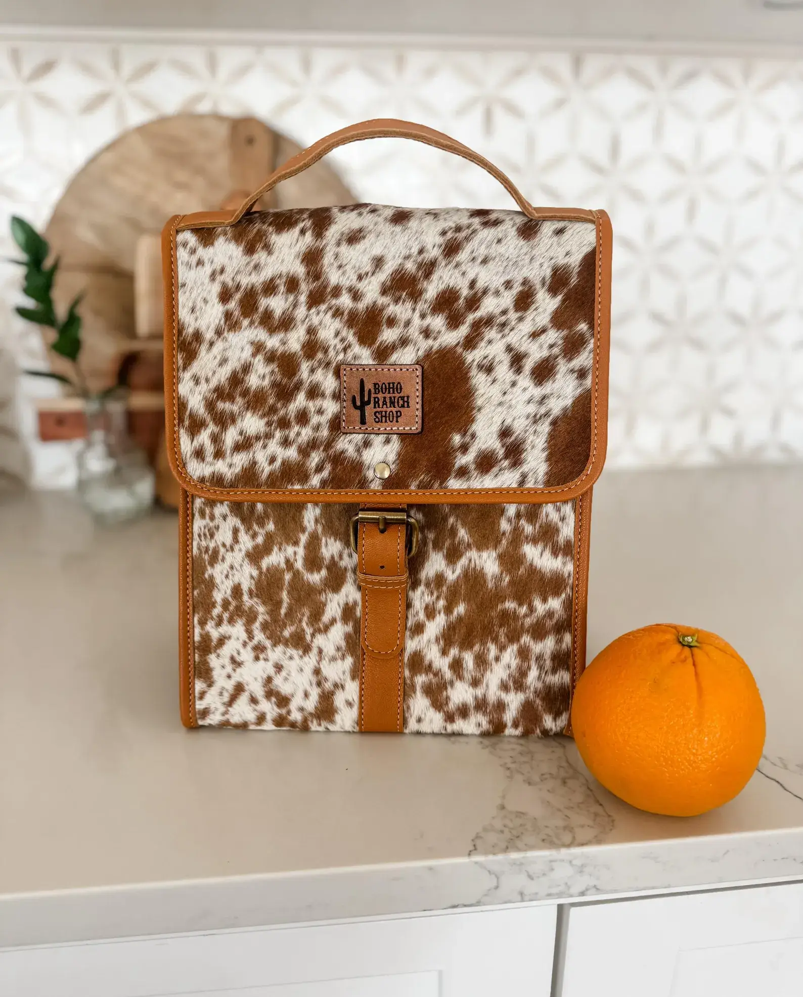 Boho Ranch Shop - Wholesale Lunch Bag/Box - COWHIDE LUNCH BAG - Genuine Hair On cowhide | Leather 3