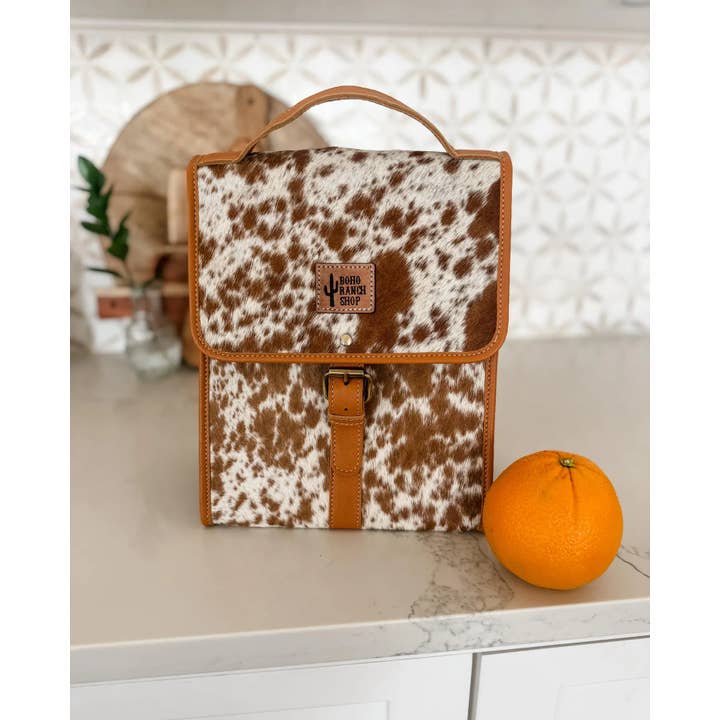 Boho Ranch Shop - Wholesale Lunch Bag/Box - COWHIDE LUNCH BAG - Genuine Hair On cowhide | Leather 3