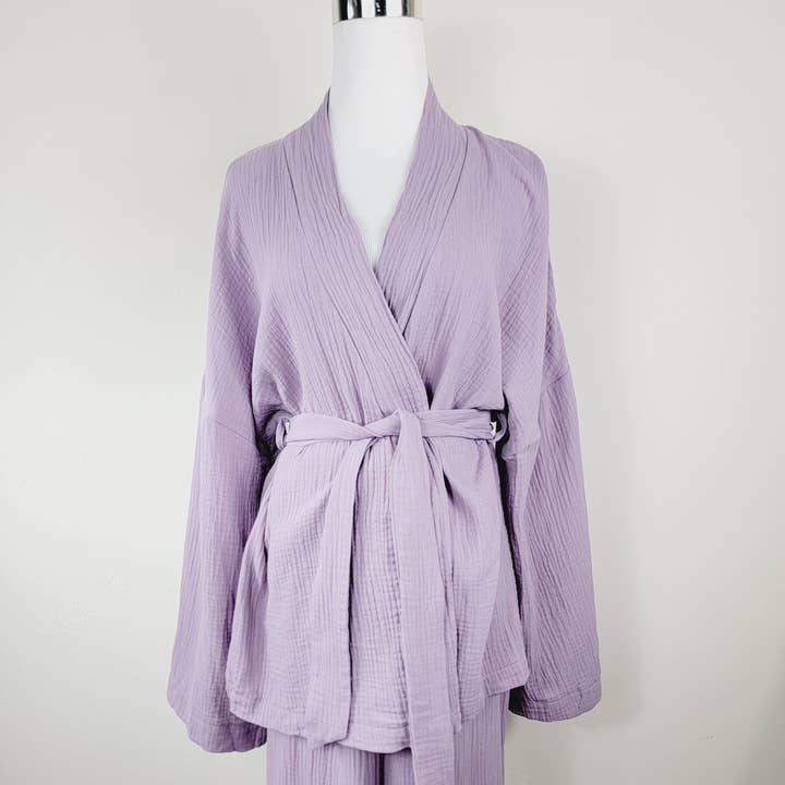 Breathable Muslin Set for Women, Versatile Everyday Wear, Lilac for wholesale by EBRU Home