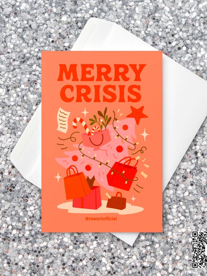 Carte de Noël : Joyeuse Crise Carte de Shopping de Vacances Amusante pour la vente par Hot Mess Paper Co.
