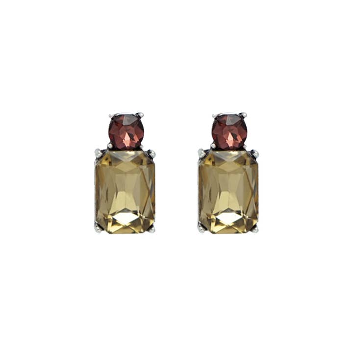 Mini Gem Earring in Silver with Light Amber & Mink for wholesale by Last True Angel