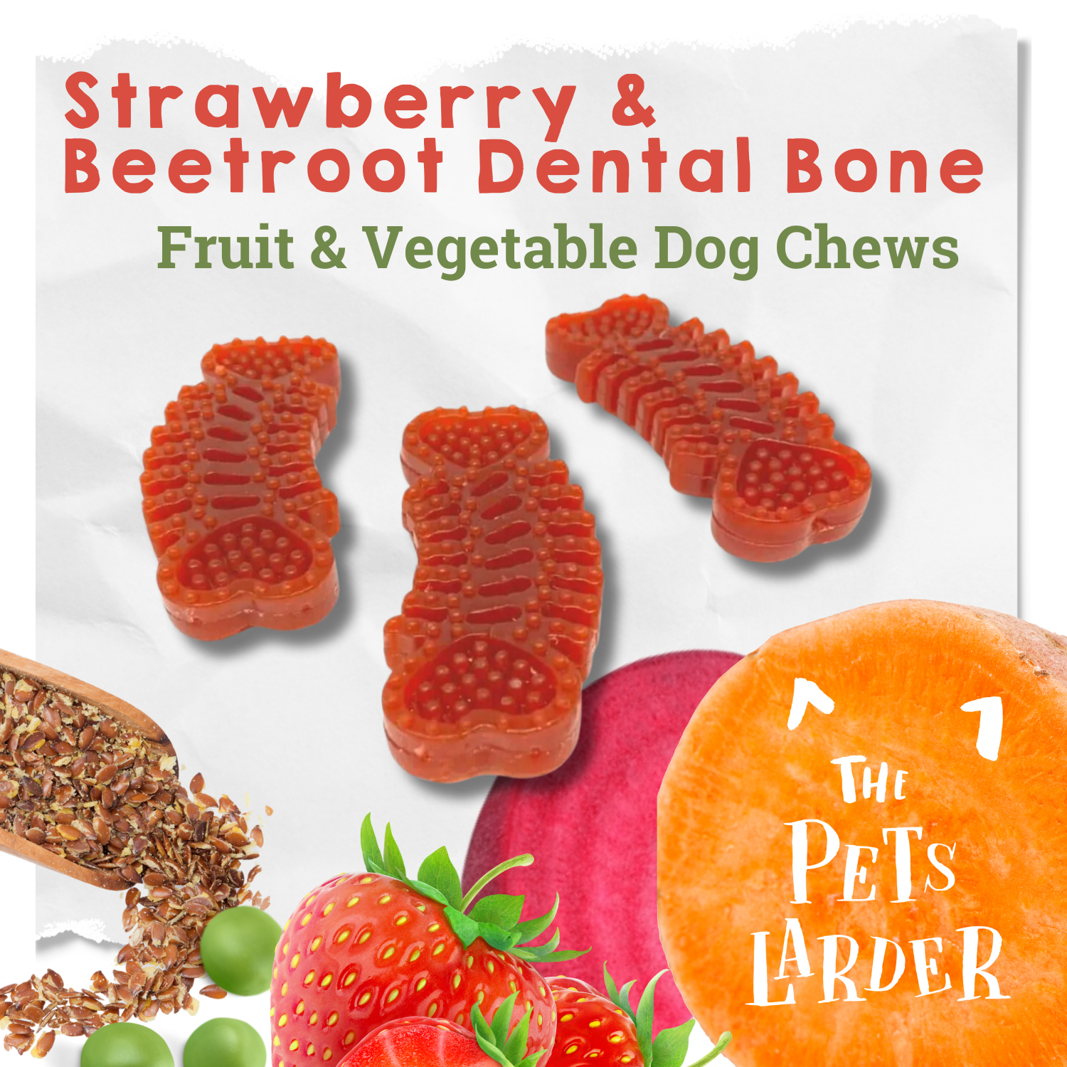 The Pets Larder – wholesale Pet treats – Dog – Strawberry & Beetroot Dental Bone Chew for Dogs1