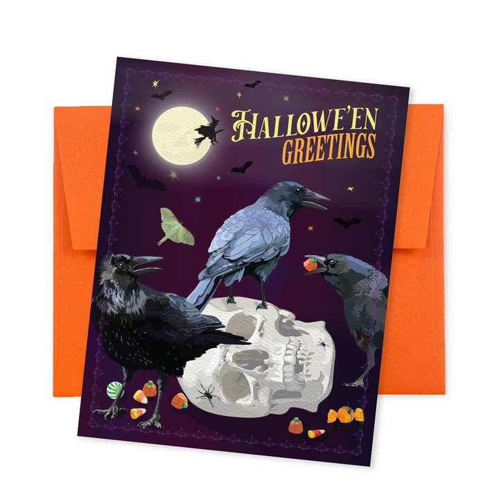 Carte d'Halloween | Murderous Crows pour la vente par The Red Barn Press