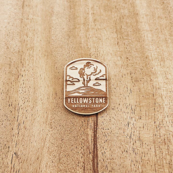 Yellowstone National Park Wooden Pin for wholesale by The Wooden Pin