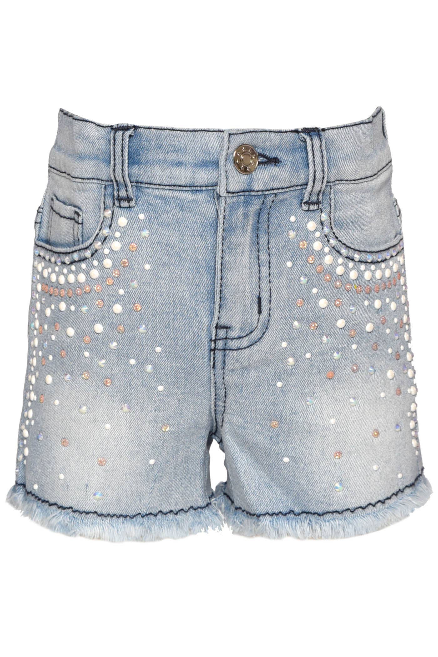BLUE DENIM SHORTS WITH RHINESTONES for wholesale on Faire0