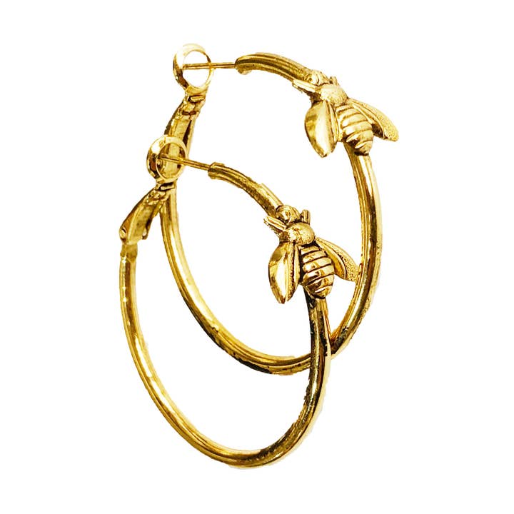 Pendientes de aro con abeja dorada para venta al por mayor de Lotta Djossou Paris