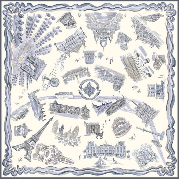 Paris - Creme - Sjaal van 100% zijde met keperstof voor wholesale door Grey Hall Design