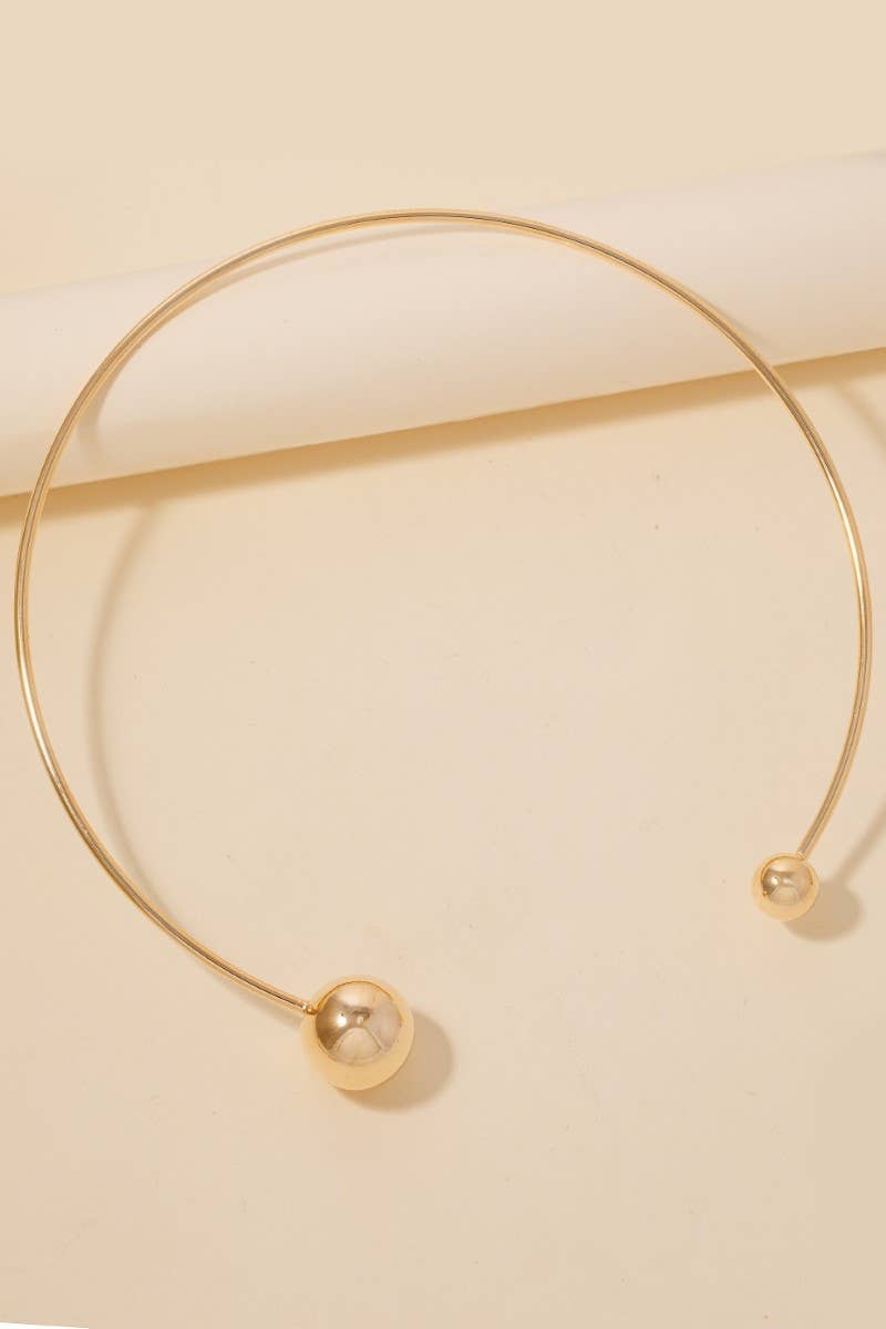 G Double Metallic Ball Ends Wire Choker Necklace for wholesale on Faire0