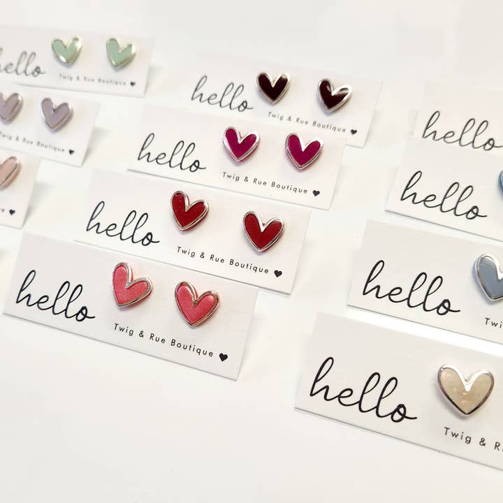 Twig & Rue boutique - Vendita all'ingrosso Orecchini a bottone - Borchie a forma di cuore in argilla3