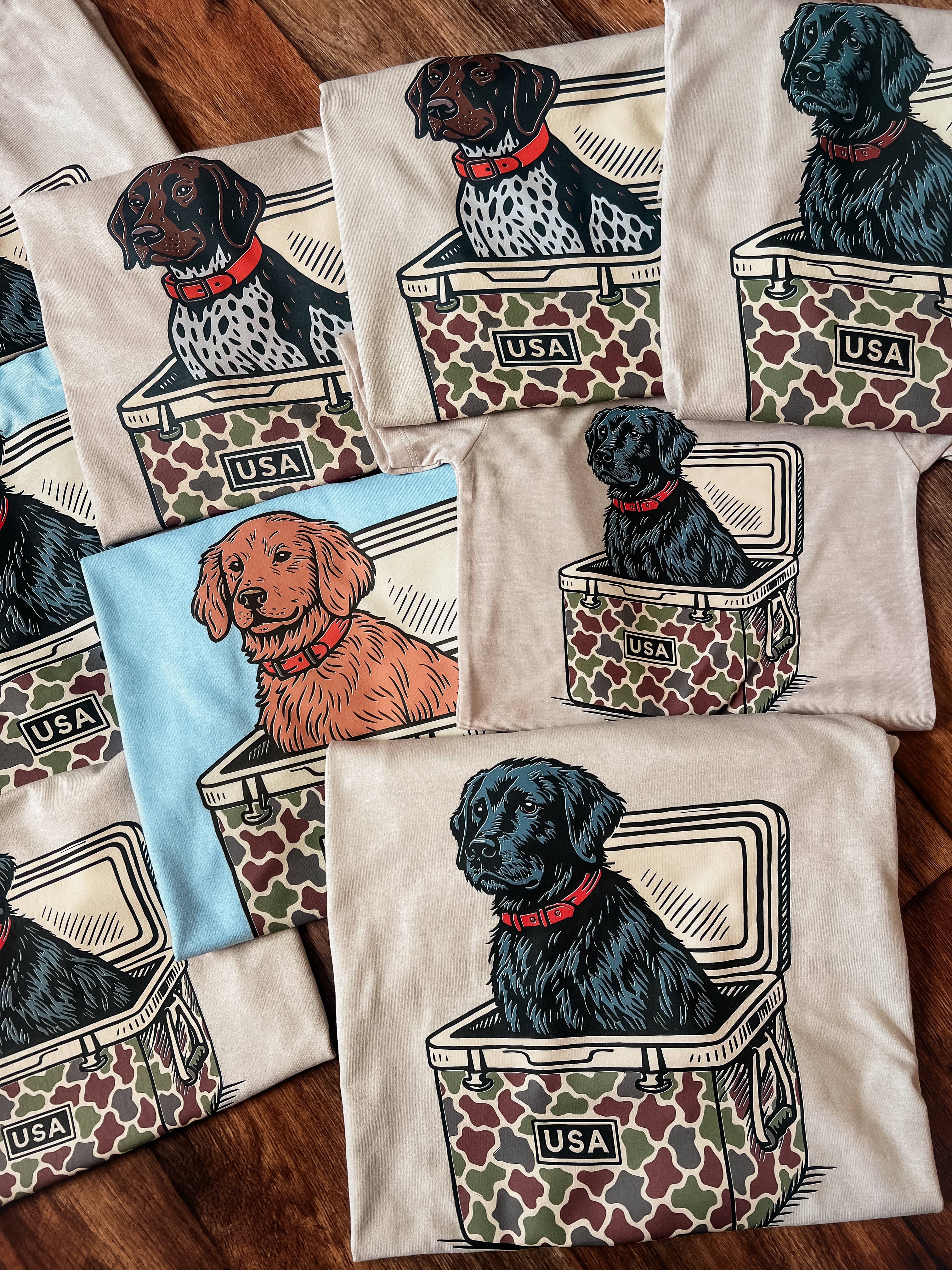 Front Porch Boutique - Wholesale T-Shirt (Graphic) - Unisex - Camo Cooler Dog Short Sleeve Tee2