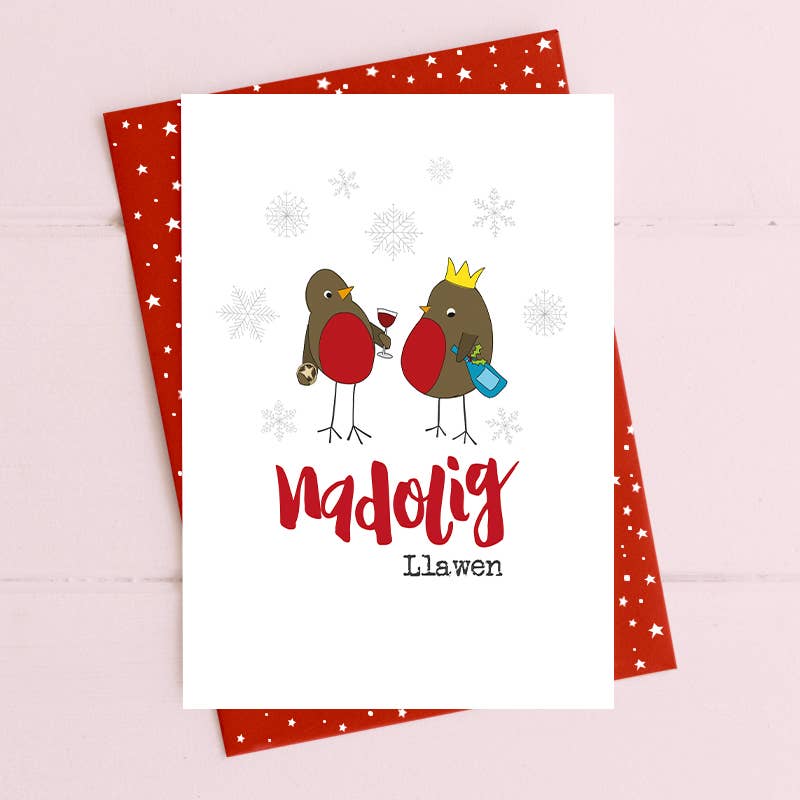Dandelion Stationery - Vendita all'ingrosso Biglietti di auguri di Natale - Welsh Card - Nadolig Llawen (Buon Natale)0
