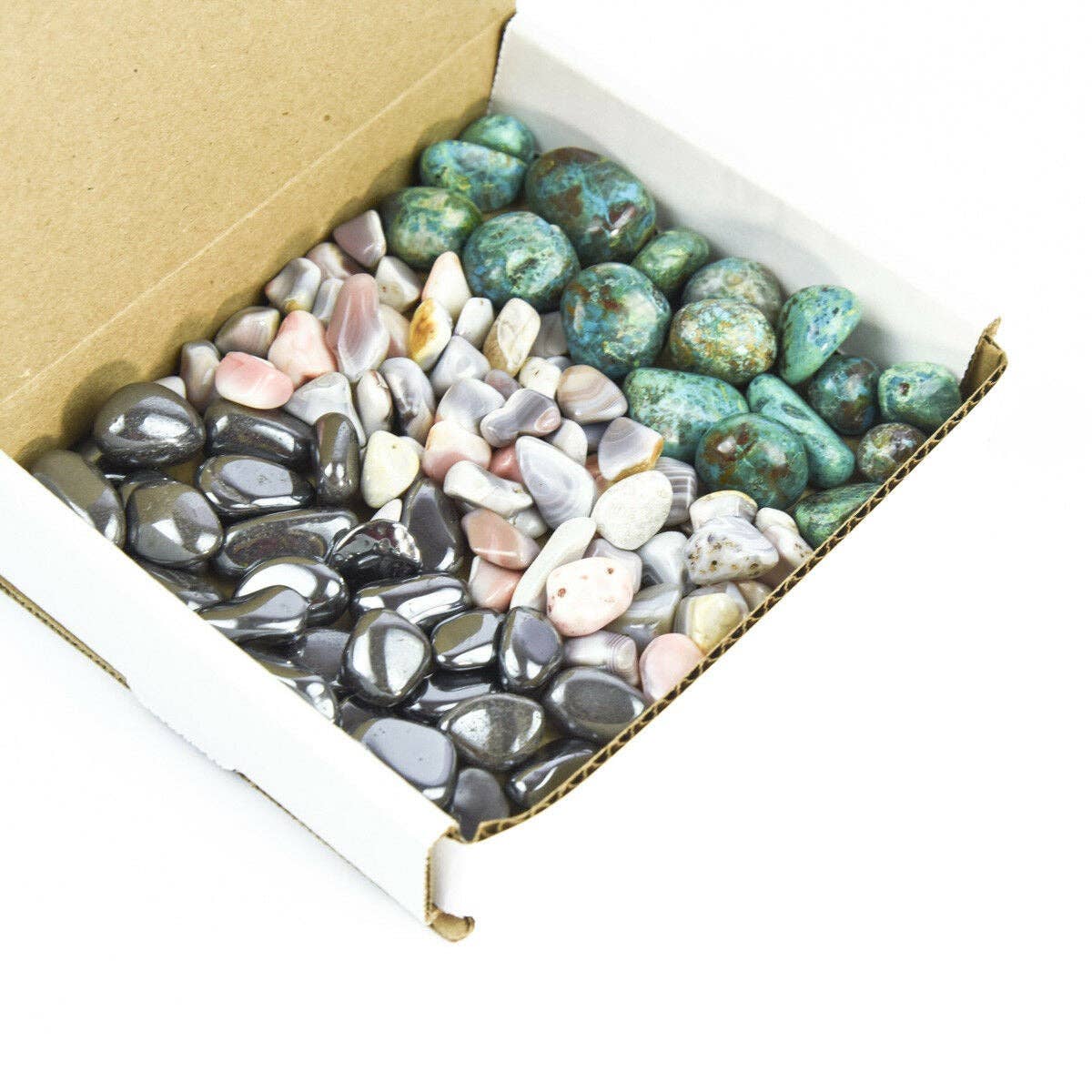 Tree of Life Gems - Wholesale Spiritual Stone/Crystal - Tumbled Gemstone Collection Hematite, Pink Botswana Agate, & Chrysocolla/Malachite1